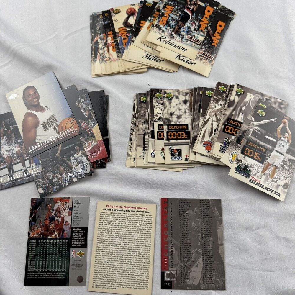 1997 Upper Deck Basketball Inserts 75 Card Lot Slam Dunk 97 Jams Crunch Time NM